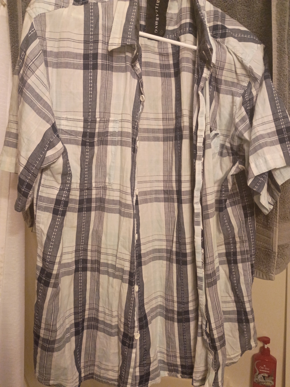 Billabong Light Blue & Gray Plaid Short-Sleeve Button-Down Shirt